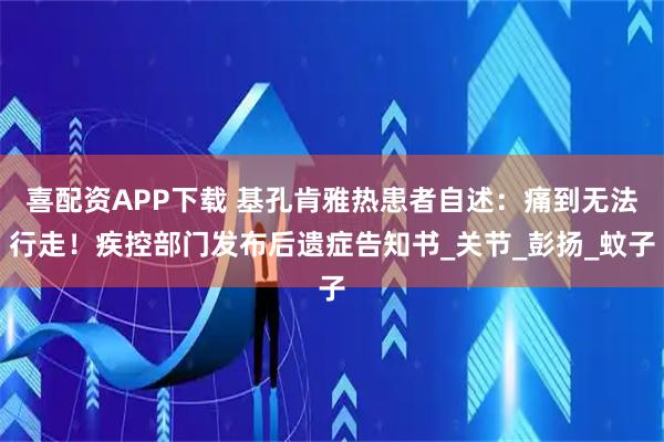 喜配资APP下载 基孔肯雅热患者自述：痛到无法行走！疾控部门发布后遗症告知书_关节_彭扬_蚊子