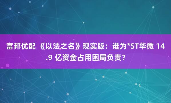 富邦优配 《以法之名》现实版：谁为*ST华微 14.9 亿资金占用困局负责？