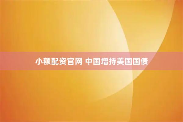 小额配资官网 中国增持美国国债