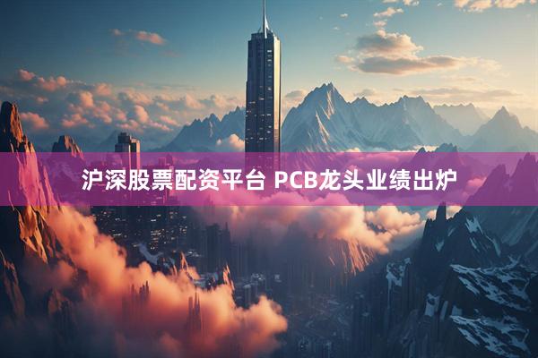 沪深股票配资平台 PCB龙头业绩出炉